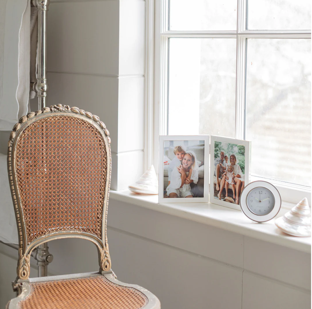 Addison Ross Enamel Alarm Clock – White & Silver