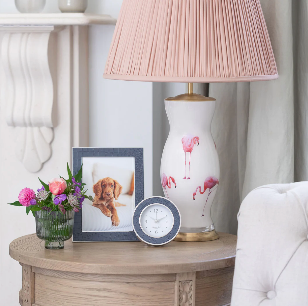 Addison Ross Faux Croc Alarm Clock – Blue & Silver