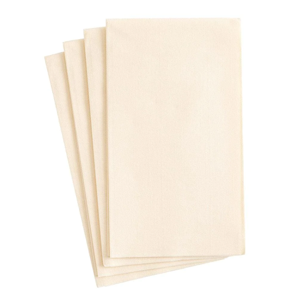 Caspari Paper Linen Solid Guest Towels - Ivory – 12pk