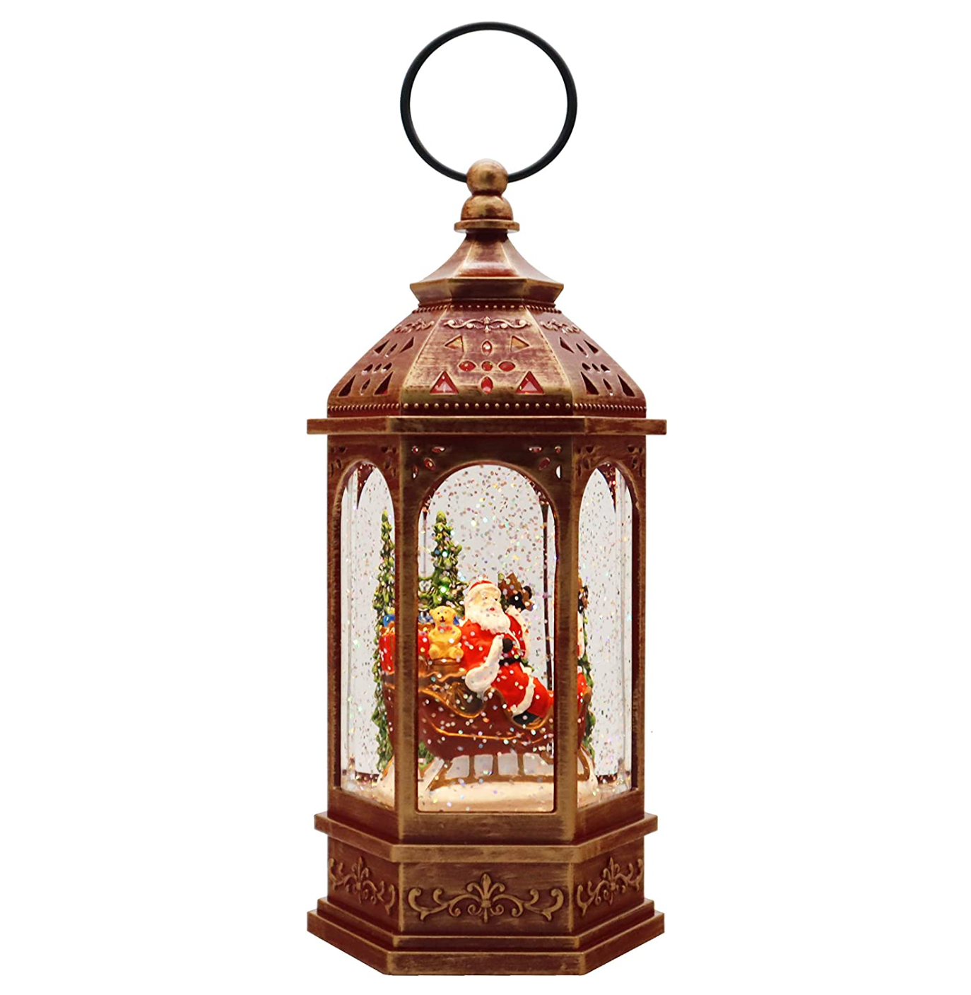Santa Musical Water Globe Lantern with Swirling Glitter