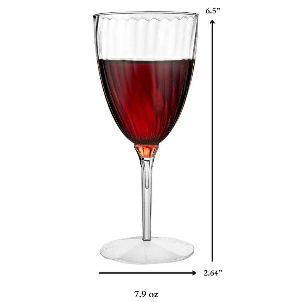 Wine Goblet Plastic Disposable Glasses – 8 oz – 8 Count