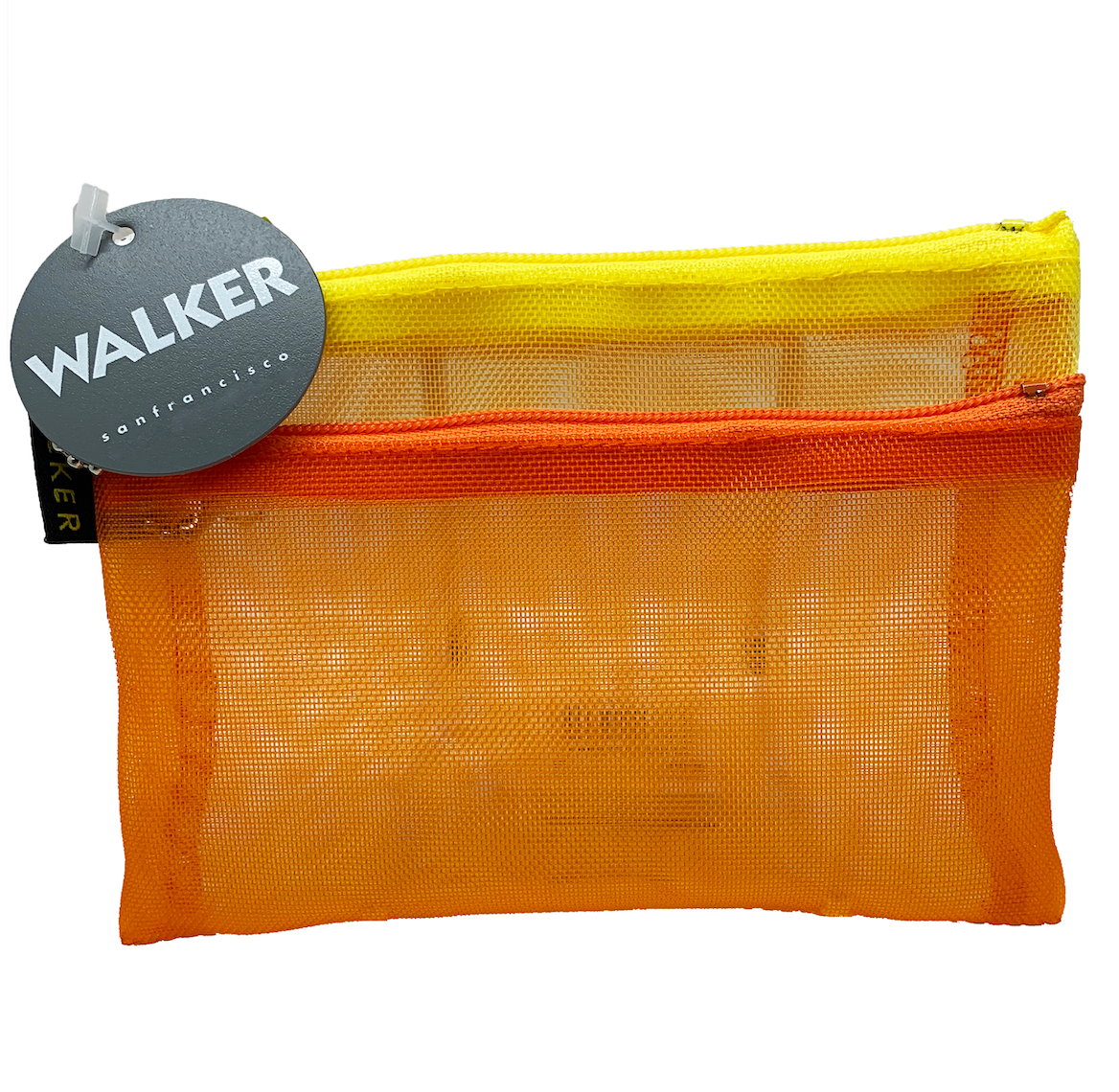 Walker Bags Color Mesh Double Zip Case – Orange/Yellow – 5x7in