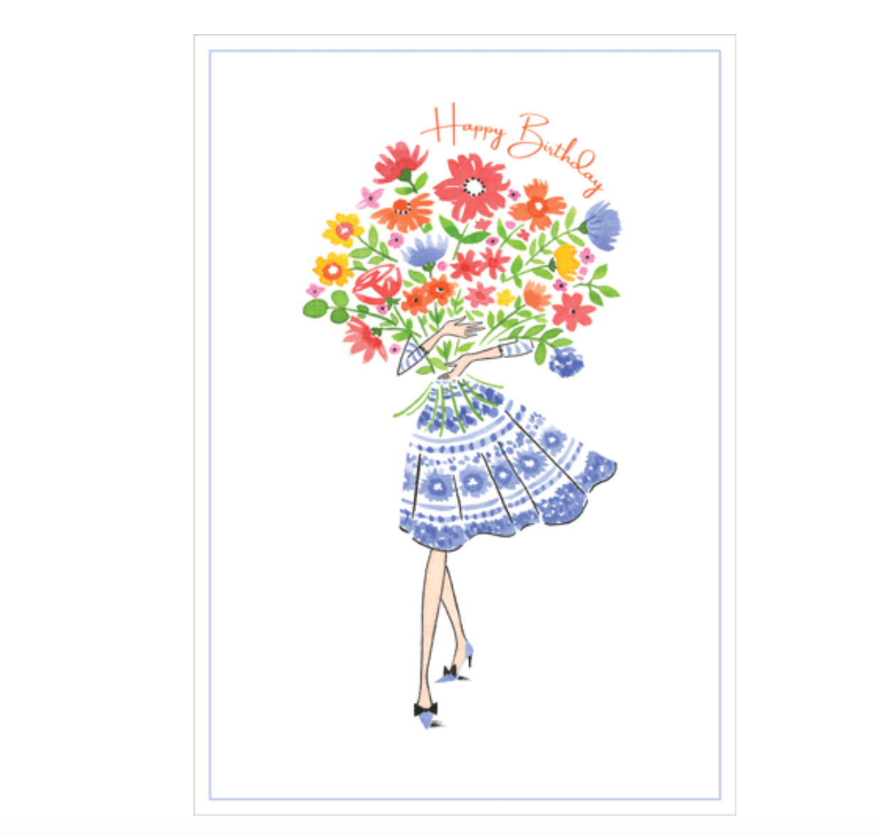 Caspari Bouquet Happy Birthday Card – 1 Card & 1 Envelope