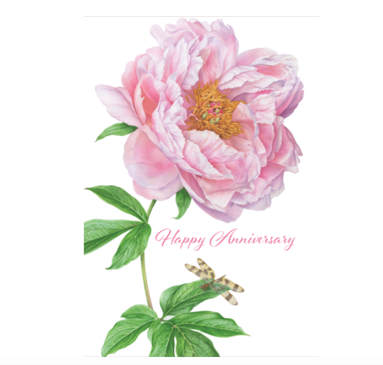 Caspari Peony Anniversary Card – 1 Card & 1 Envelope