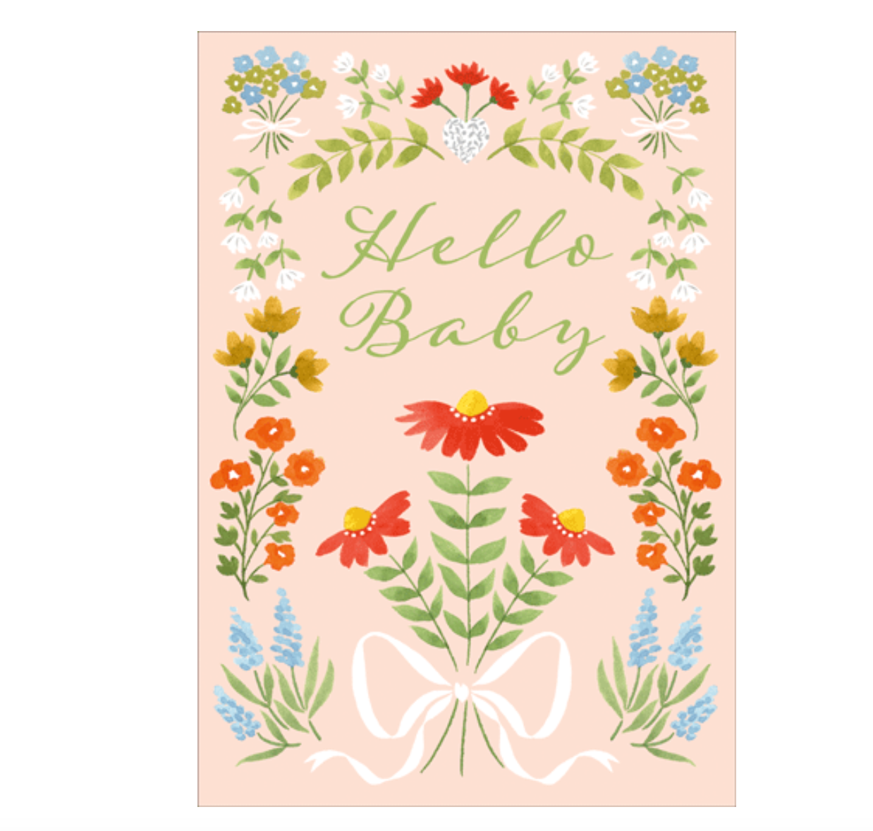 Caspari – Hello Baby – Baby Card – 1 Card & 1 Envelope