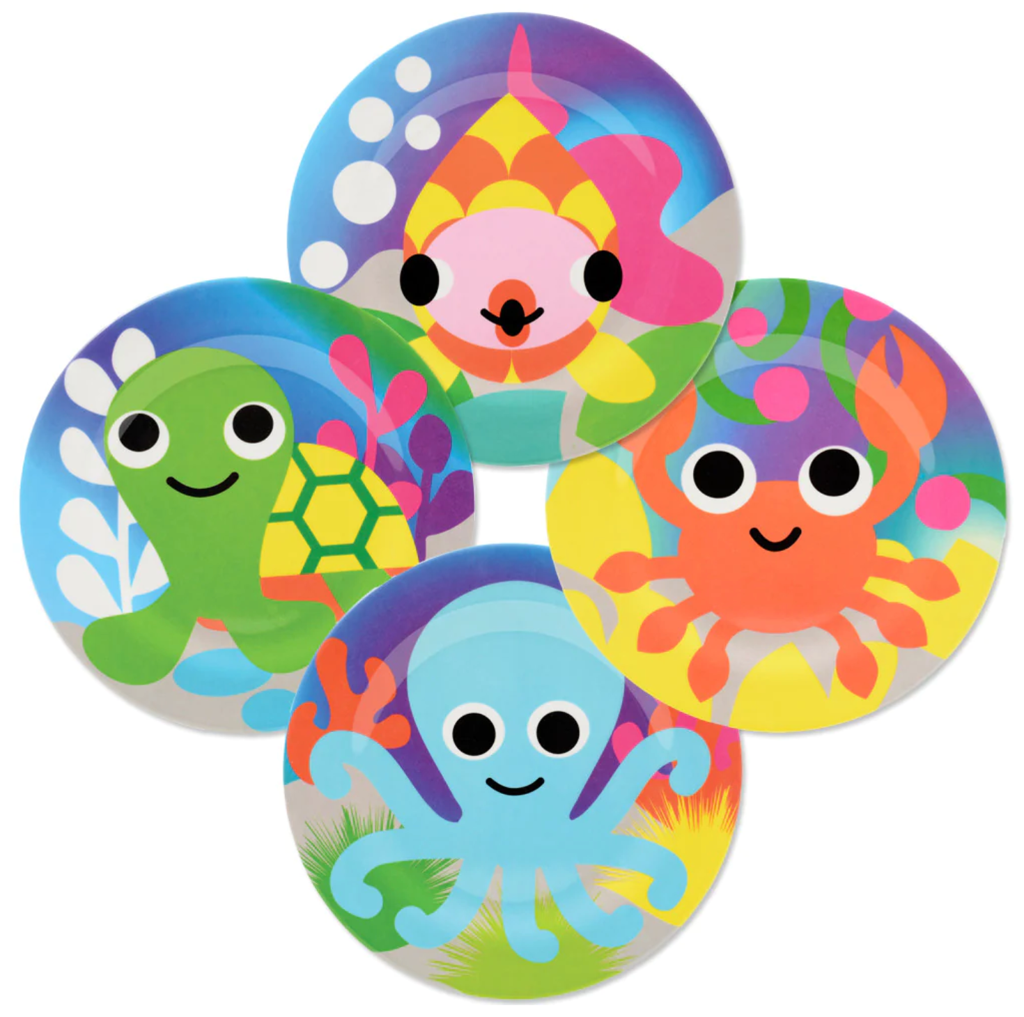 French Bull Kids Everyday Melamine 4 Piece Plate Set – Ocean Animals
