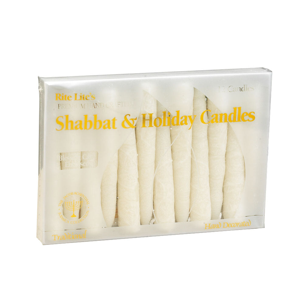 Premium Shabbat & Holiday Candles, White, 12 Pk