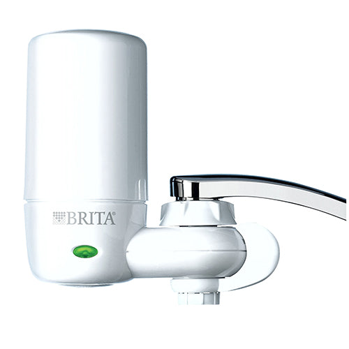 Brita On Tap Complete Water Faucet Filtration System with Light Indicator - White