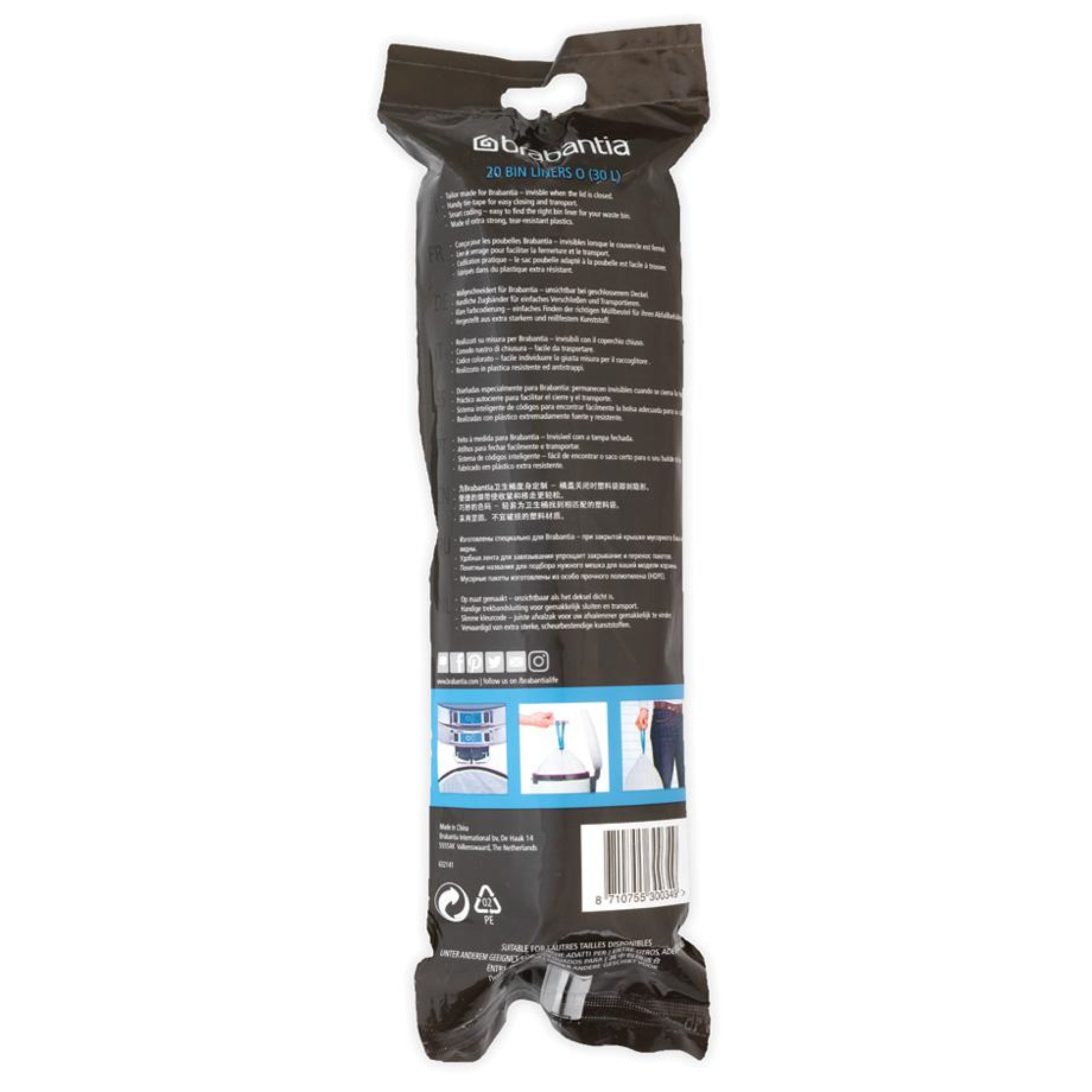 Brabantia Perfectfit Style O Trash Can Liners – 8 Gal. – 20 Liners