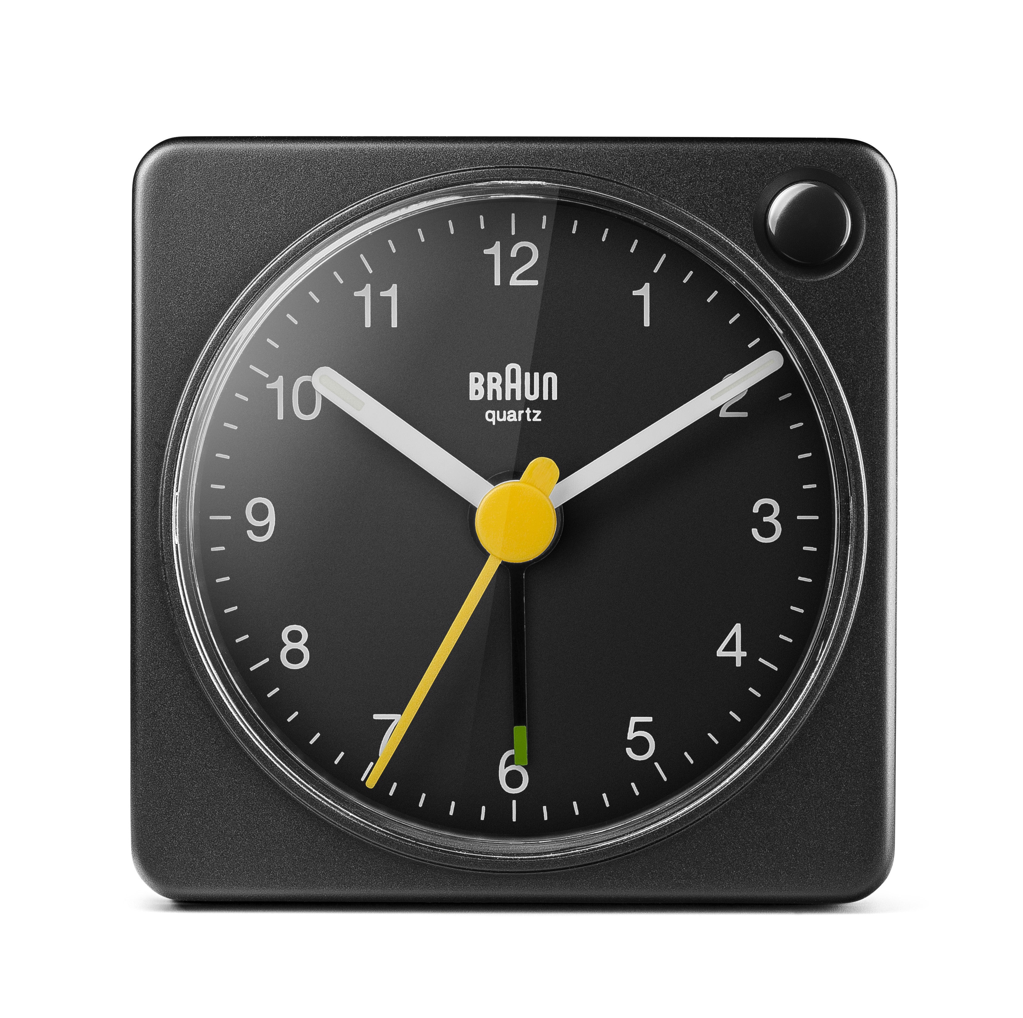 Braun Classic Travel Analogue Alarm Clock – Black/Black