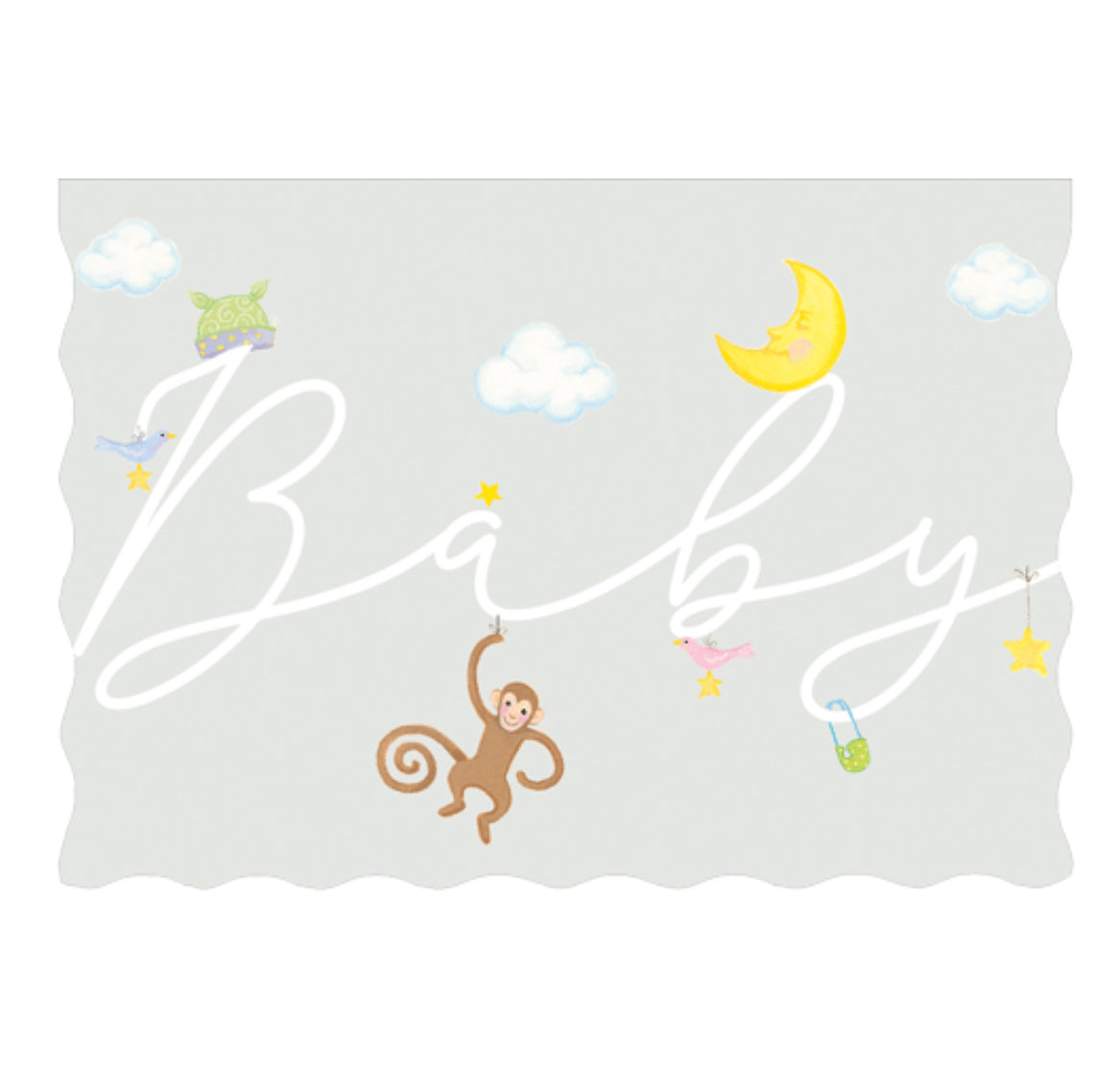 Caspari Monkey Baby Card – 1 Card & 1 Envelope