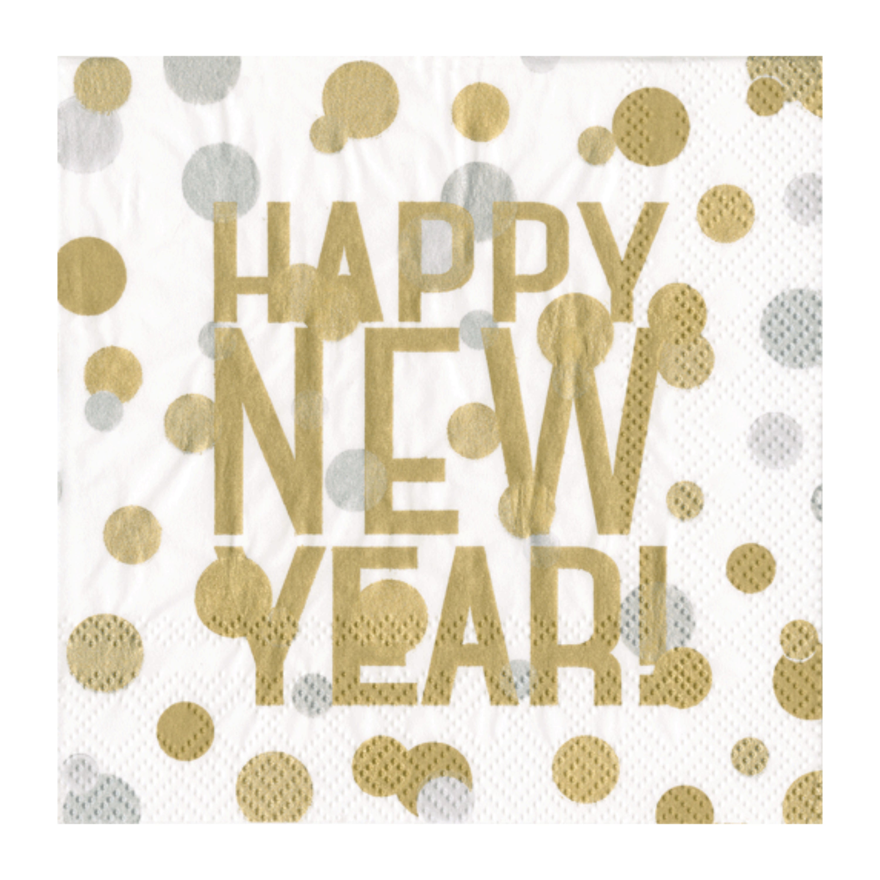 Caspari Confetti-Happy New Year Cocktail Napkins – Box of 40