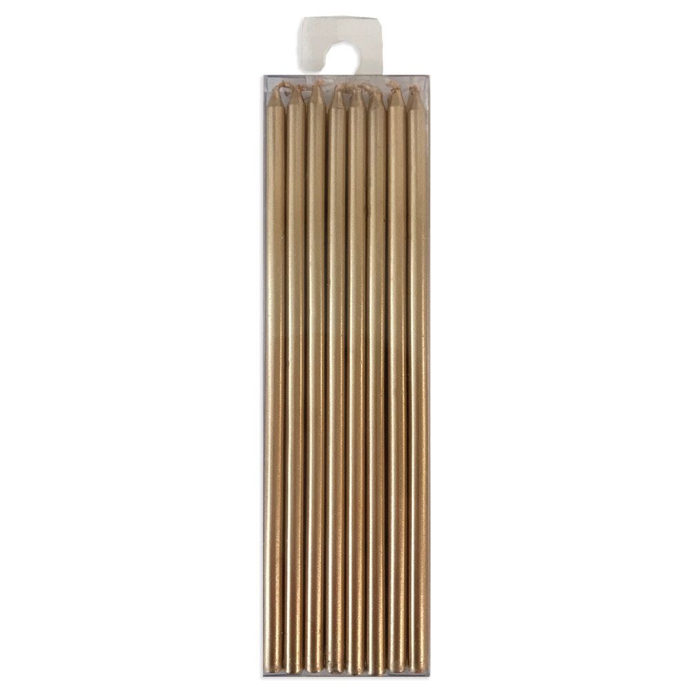 Slim Birthday Candles in Gold – 6" – 16 Pack