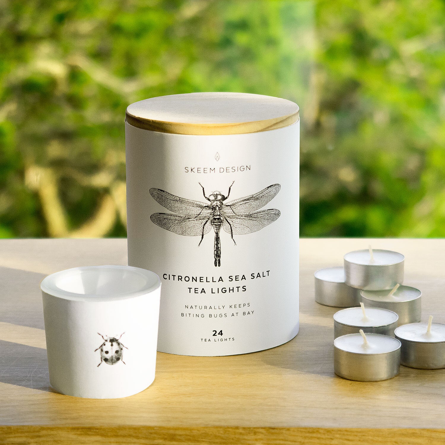 Skeem Design Citronella Sea Salt Tea Lights – Set of 24