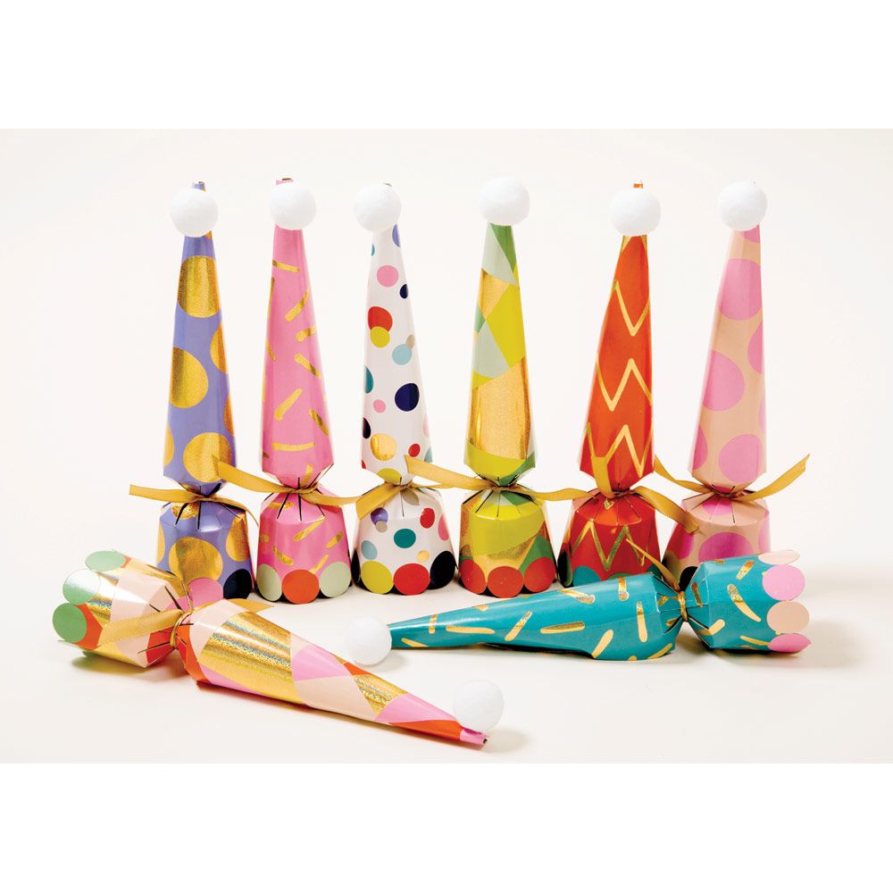 Caspari Party Hats Cone Celebration Crackers – 8 Pack