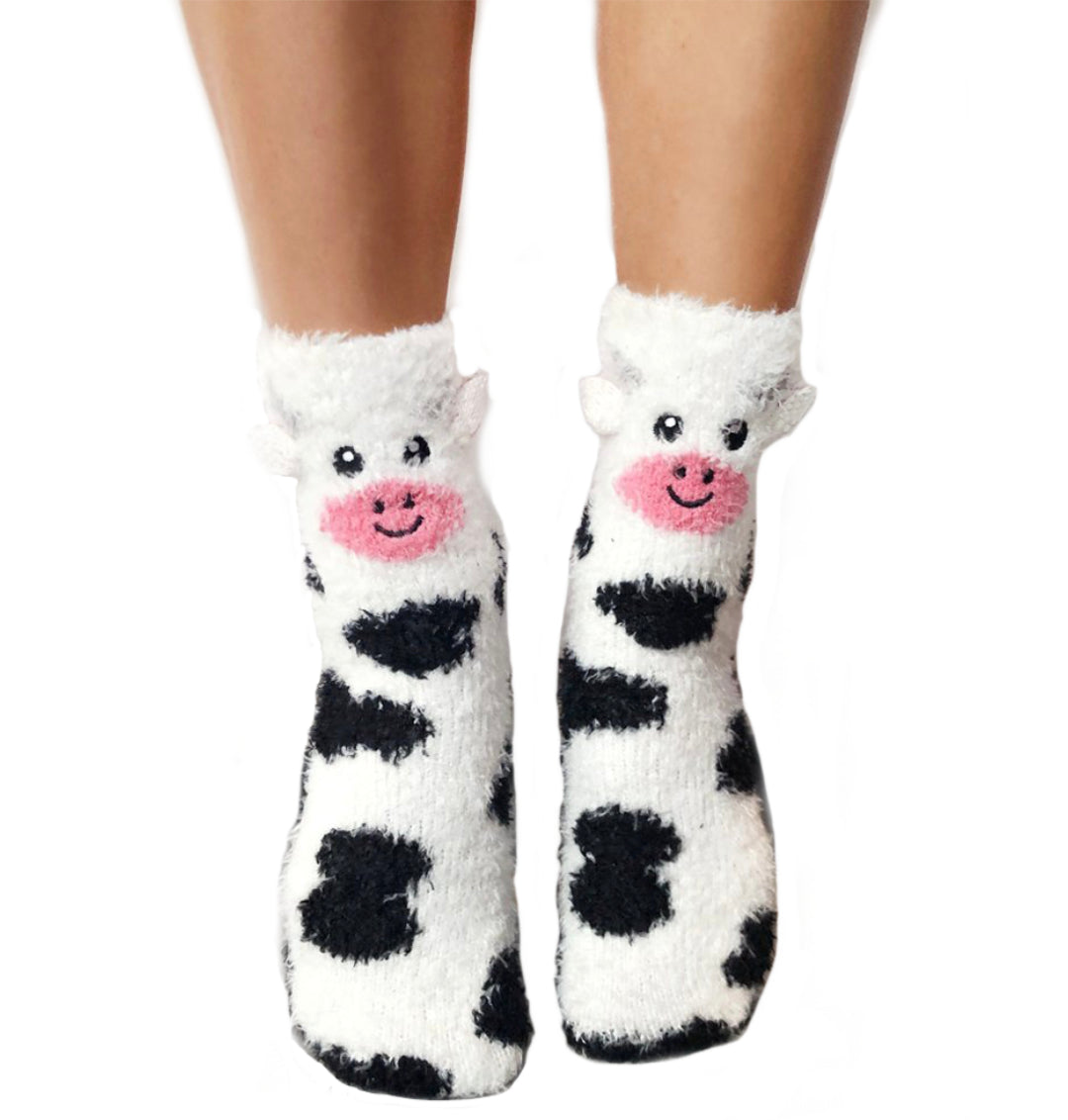 Living Royal Fuzzy Crew Sock – Cow
