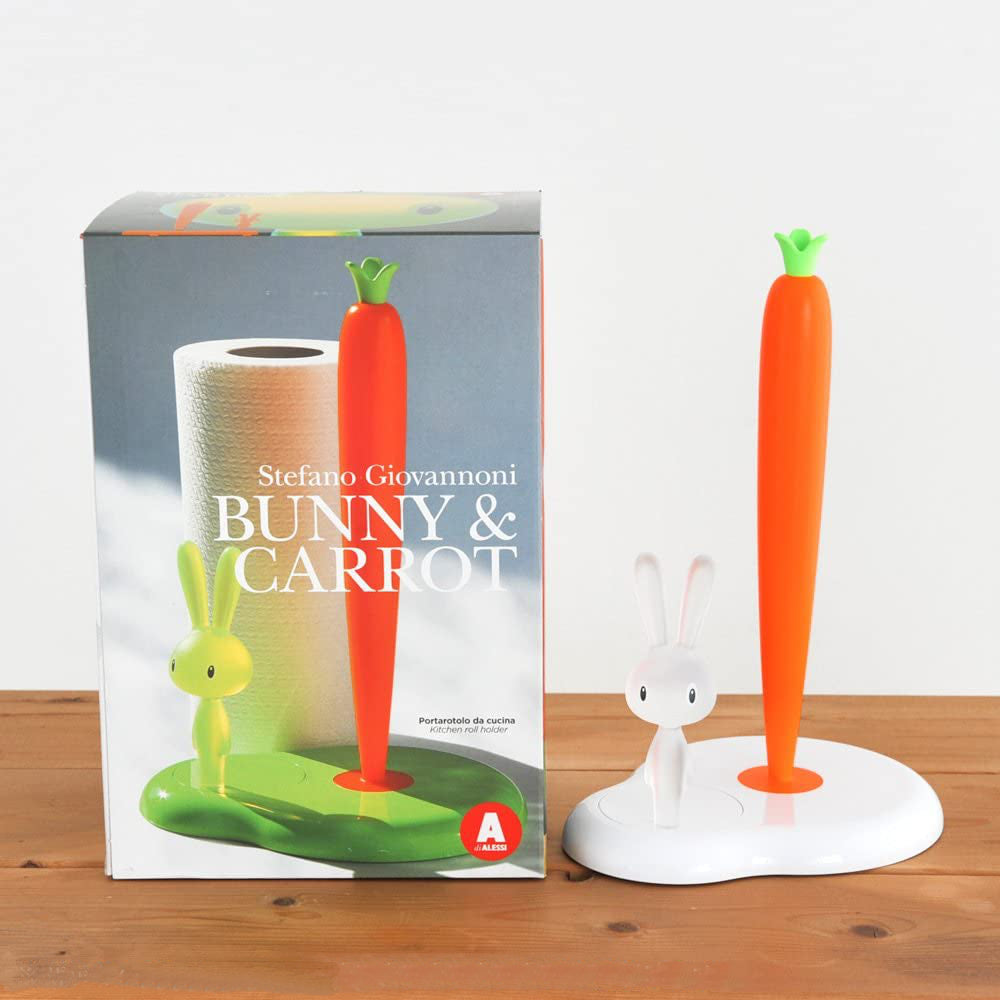 Alessi Bunny & Carrot Kitchen Paper Towel Holder – White