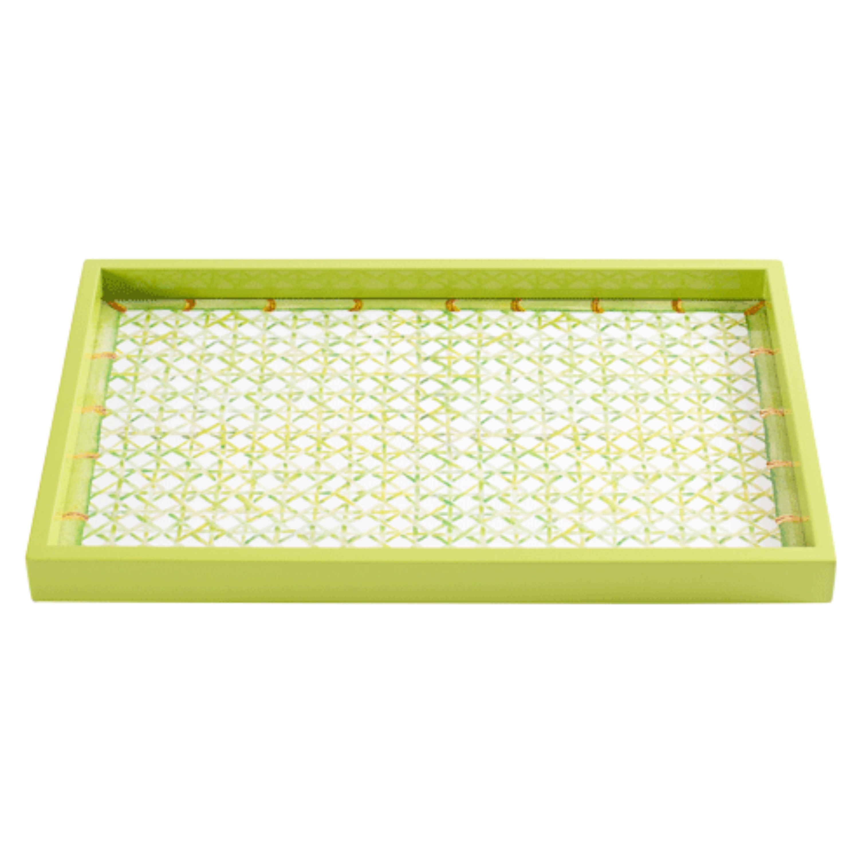Caspari Trellis-Green Lacquer Vanity Tray