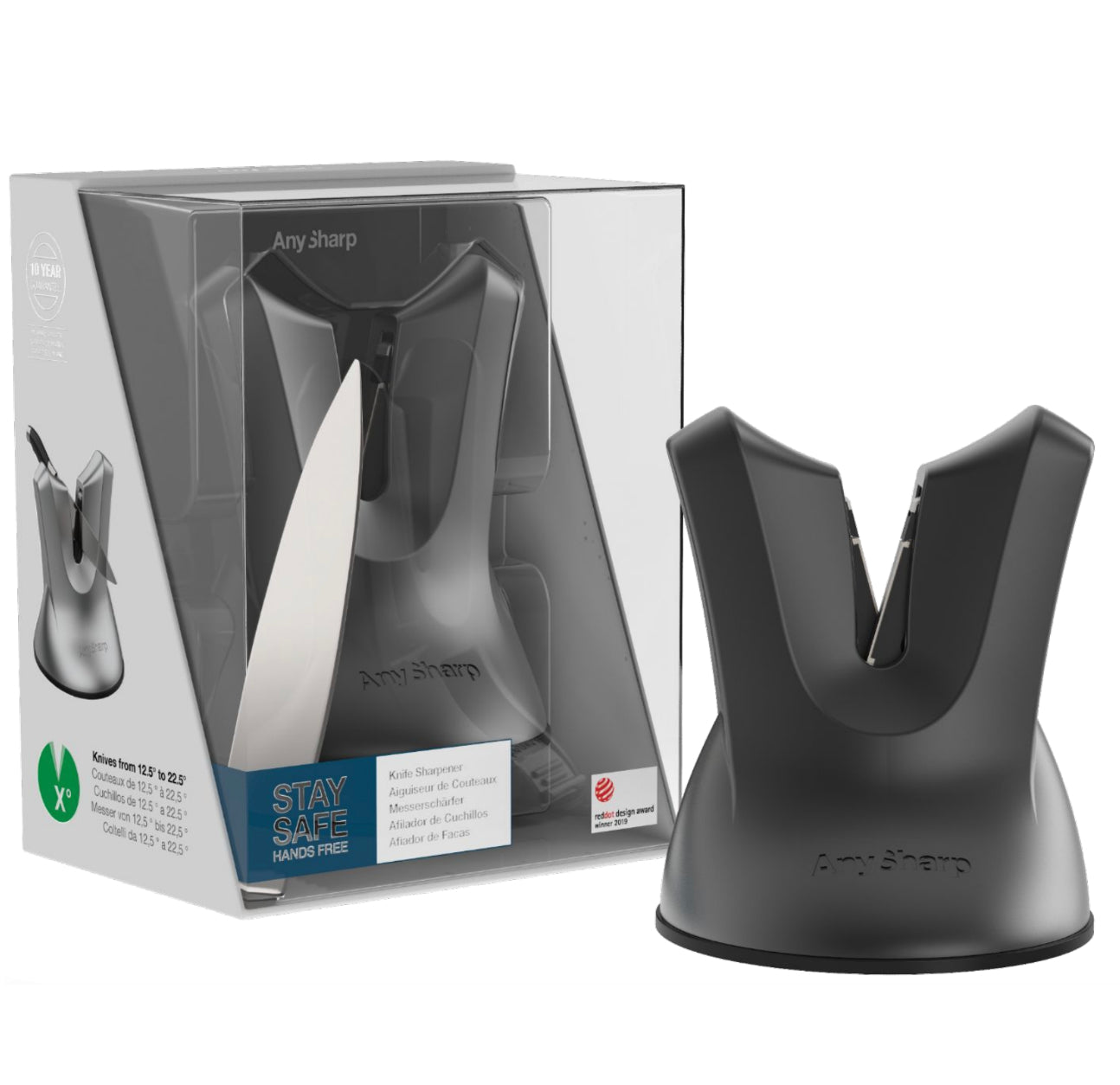 AnySharp XBlade Professional Knife Sharpener with PowerGrip – Gun Metal