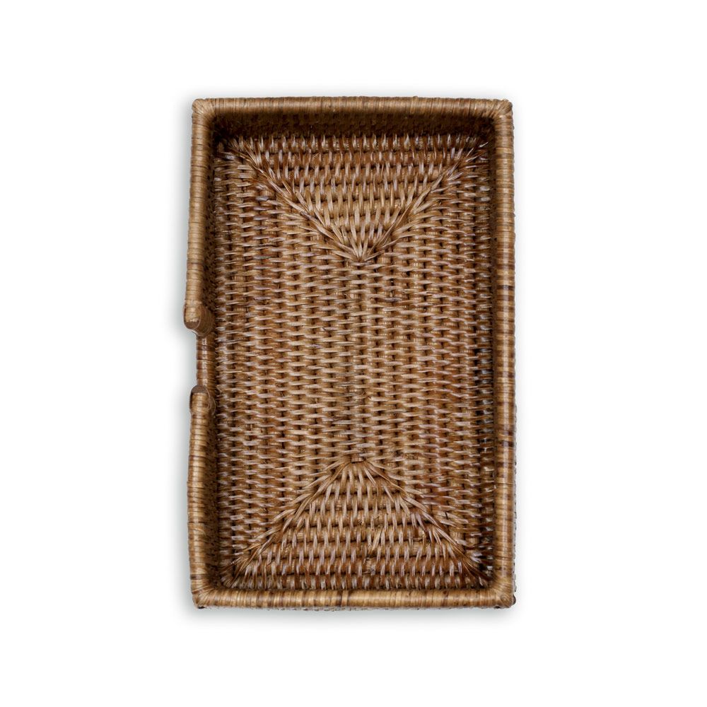 Caspari Rattan Guest Towel Napkin Holder in Dark Natural