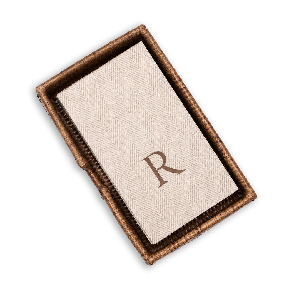 Caspari Rattan Guest Towel Napkin Holder in Dark Natural