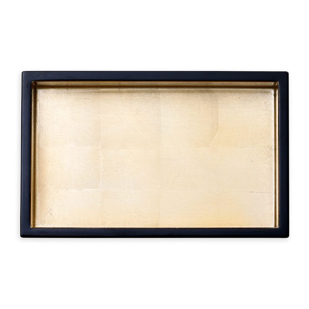 Caspari Lacquer Guest Towel Napkin Holder in Black & Gold