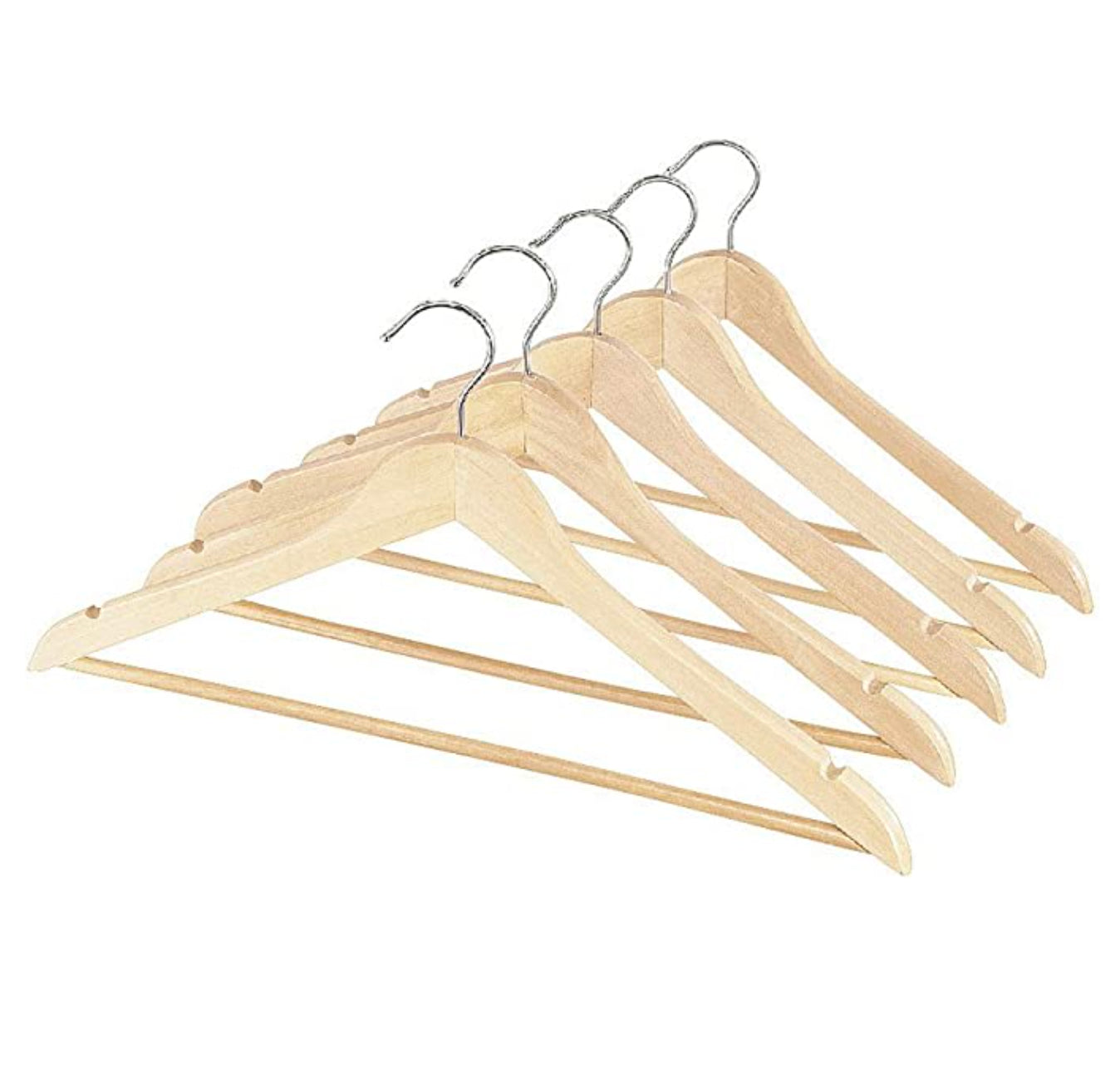 Grade A Natural Wood Suit Hanger – Set of 5