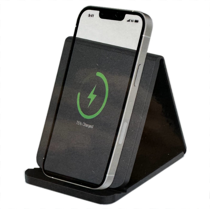 Folding Leather Wireless Pad And Charging Stand – Black