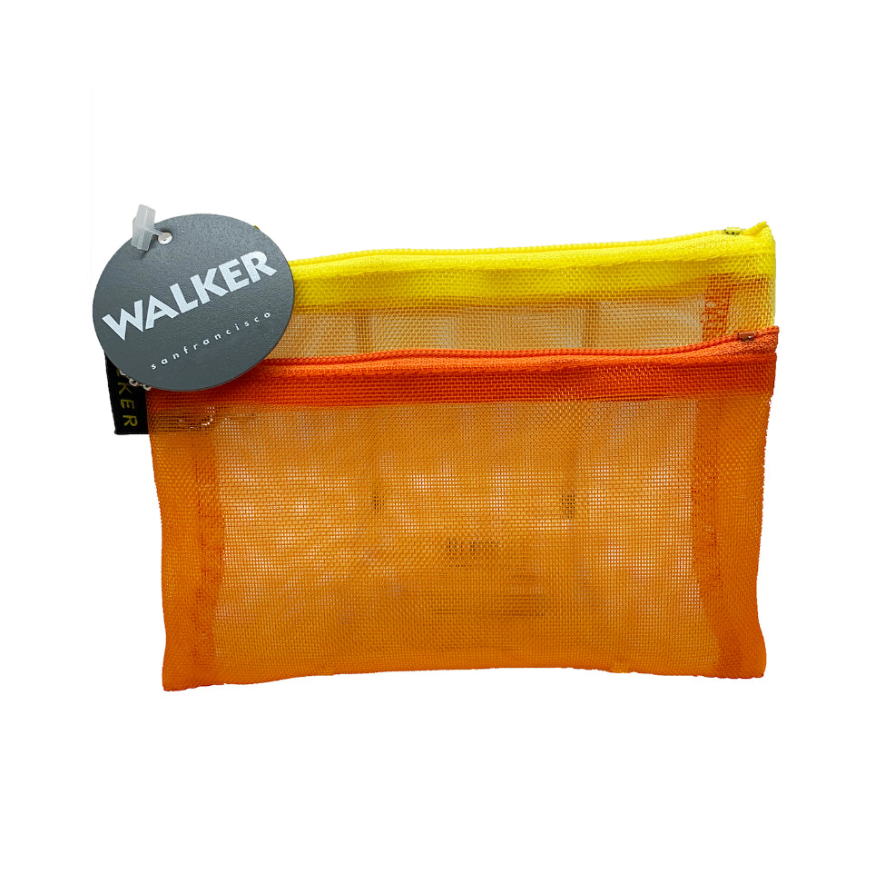 Walker Bags Color Mesh Double Zip Case  – Orange/Yellow – 3.5" x 5"