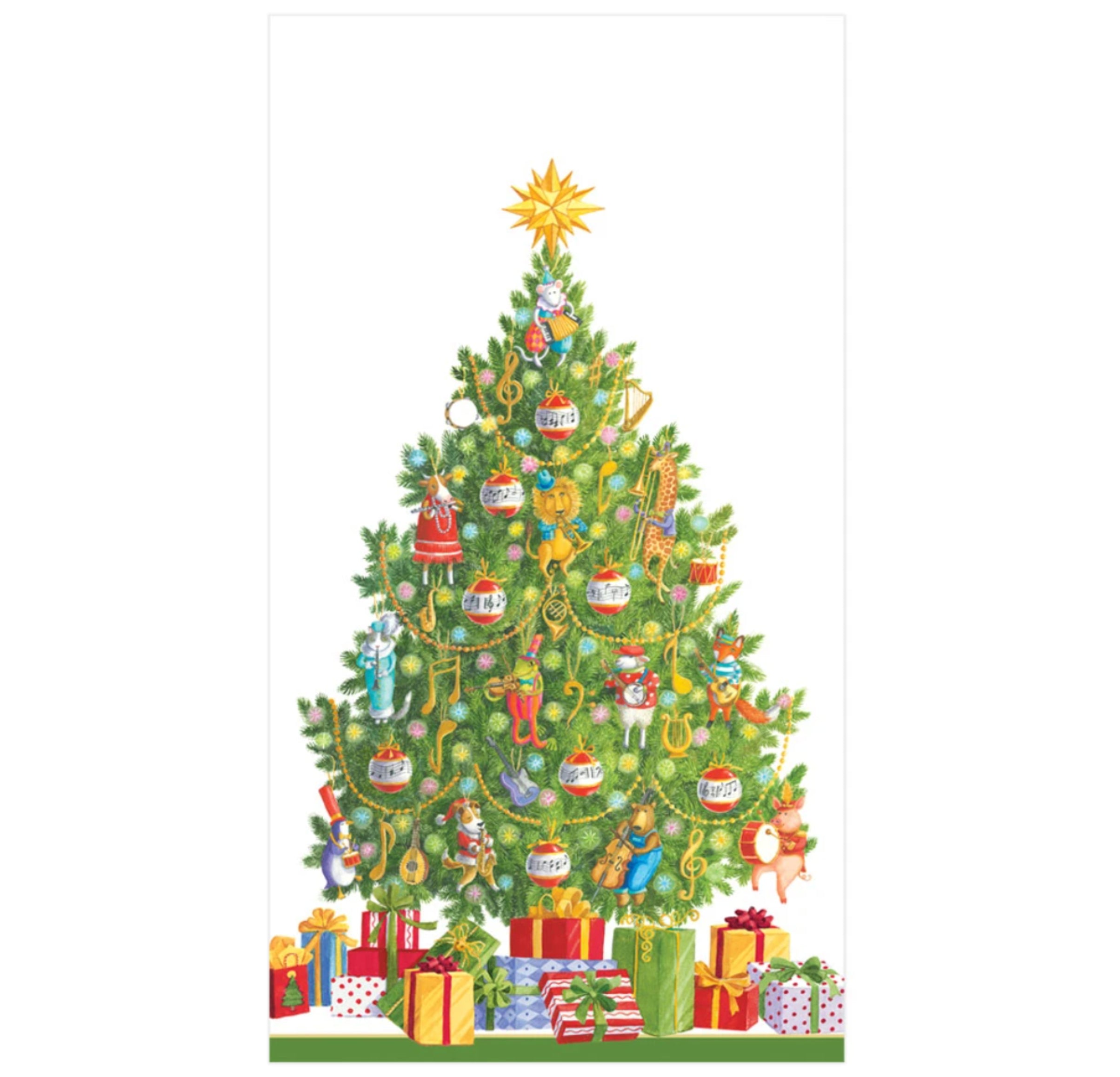 Caspari Musical Jamboree Tree Guest Towel - 15pk