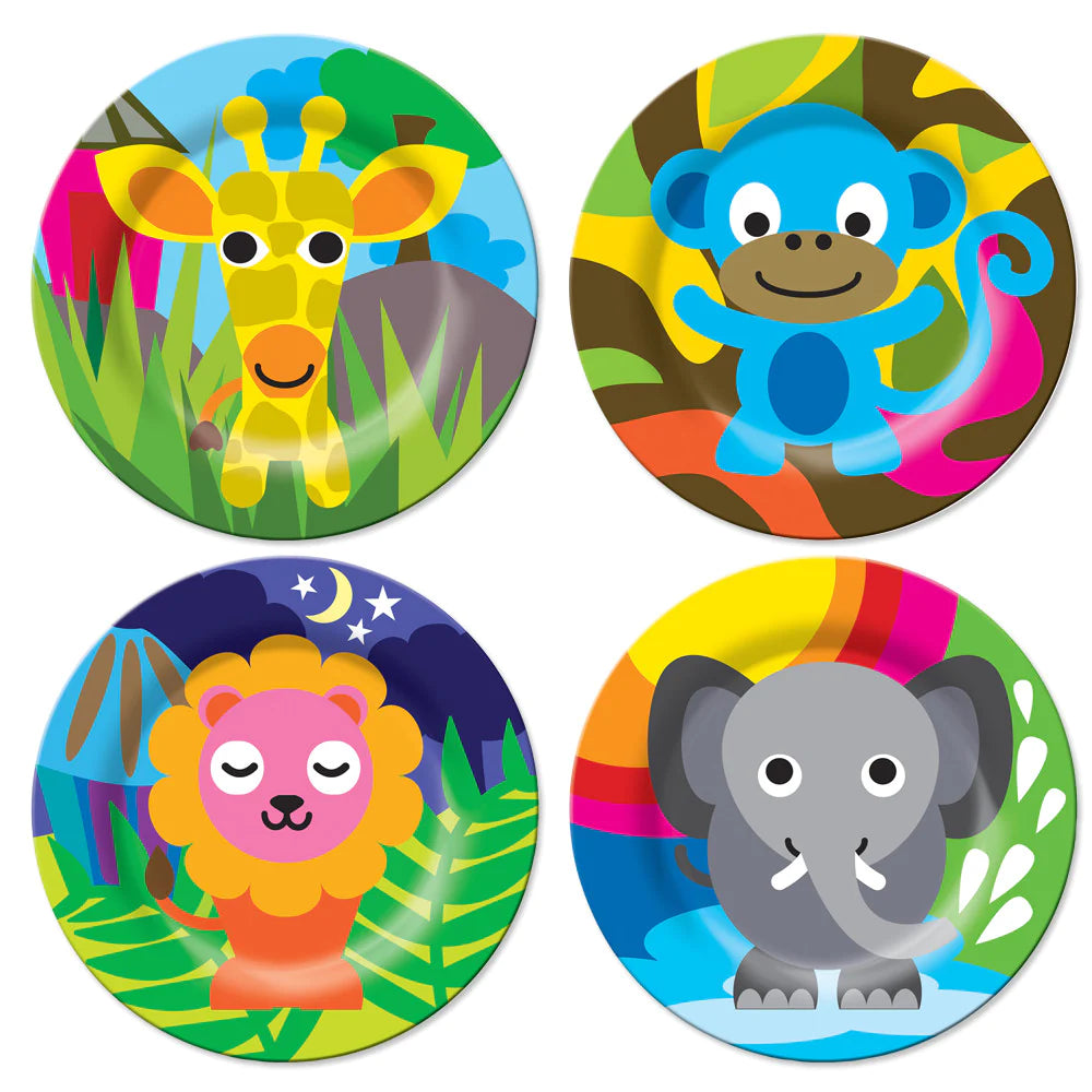 French Bull Kids Everyday Melamine 4 Piece Plate Set – Jungle Animals