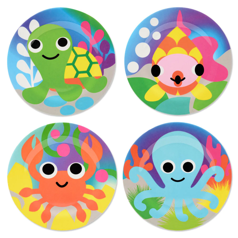 French Bull Kids Everyday Melamine 4 Piece Plate Set – Ocean Animals