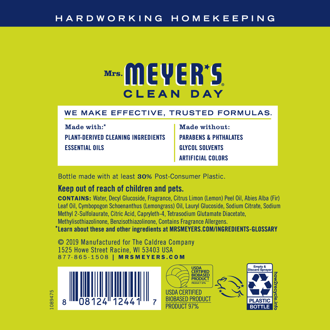 Mrs. Meyer's Lemon Verbena Multi-Surface Everyday Cleaner Spray – 16oz