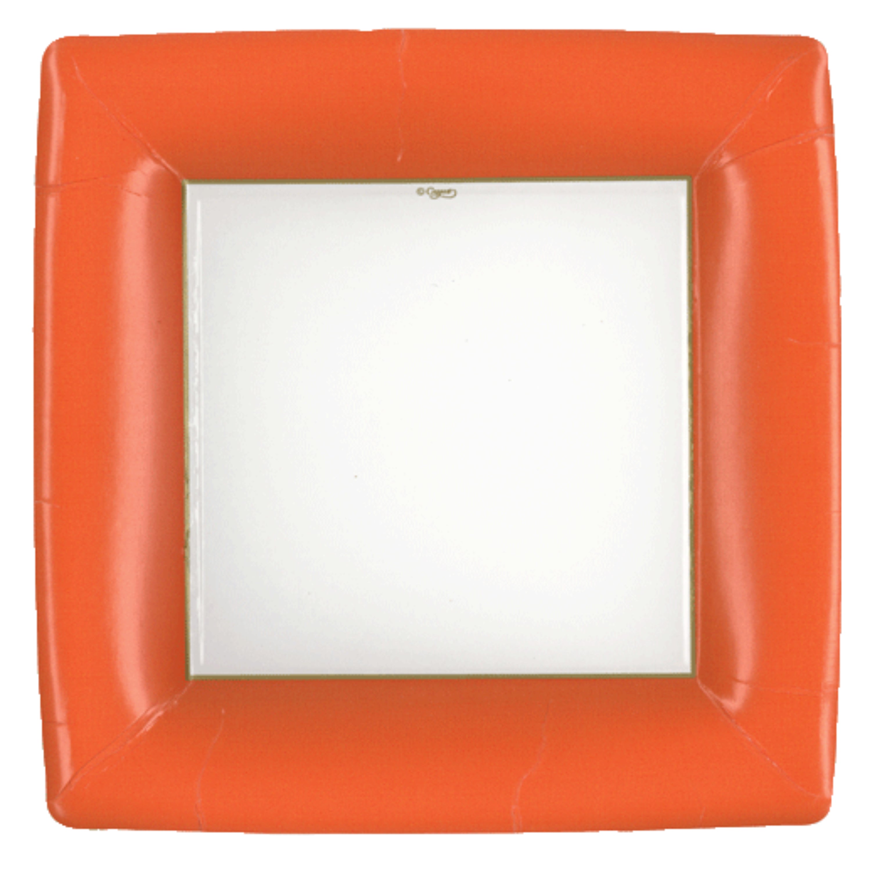 Caspari Grosgrain Border in Orange Square Paper Dinner Plates - 8pk