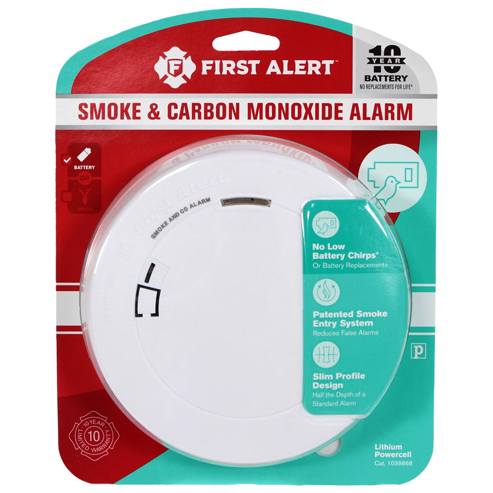 First Alert 10-Year Sealed Battery Combo Photoelectric Smoke & Carbon Monoxide Alarm – Slim Design