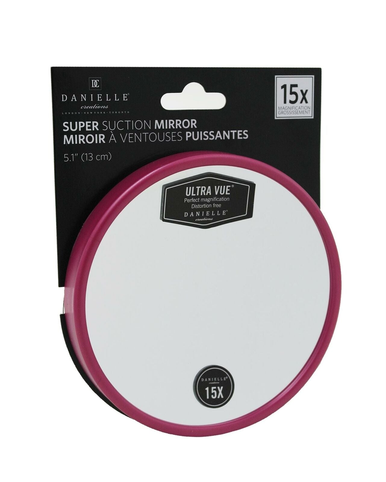 Super Suction Cup Mirror – Assorted Colors – 15x Magnification
