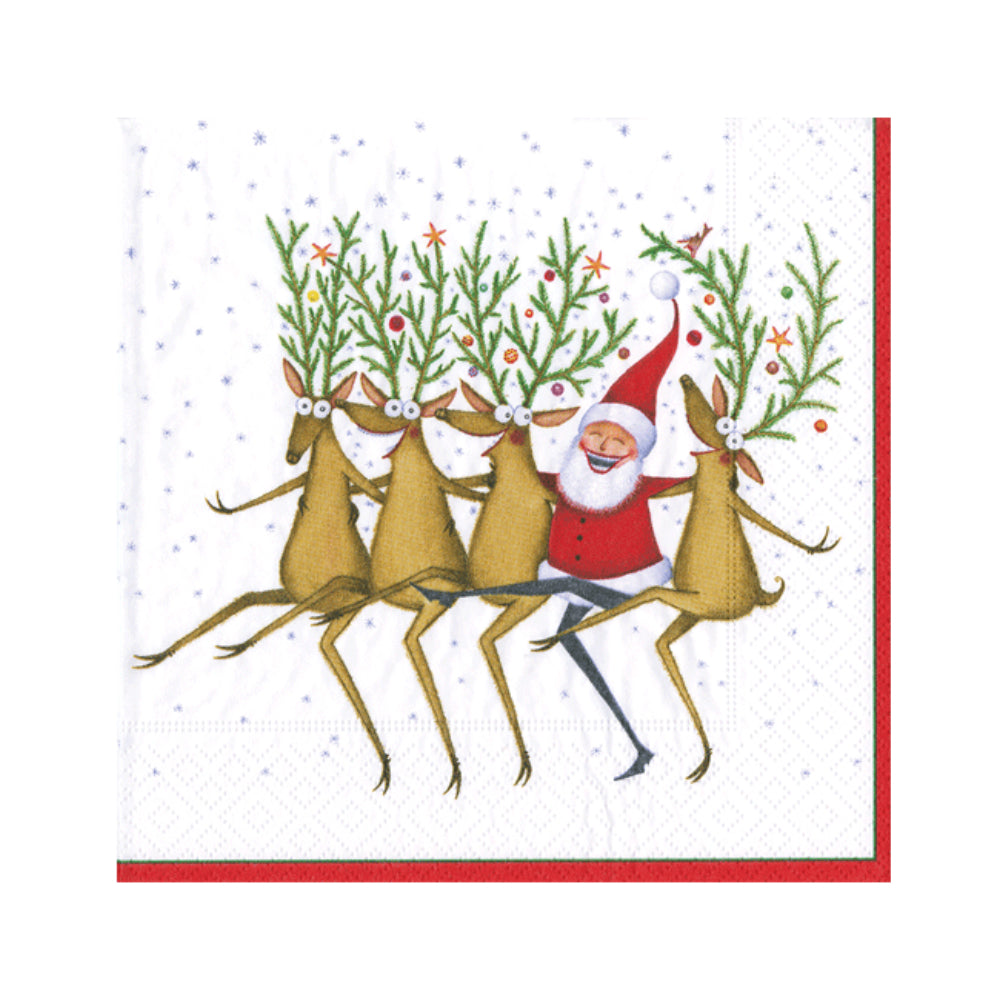 Caspari Santa's Kickettes Christmas Cocktail Napkins – 20pk