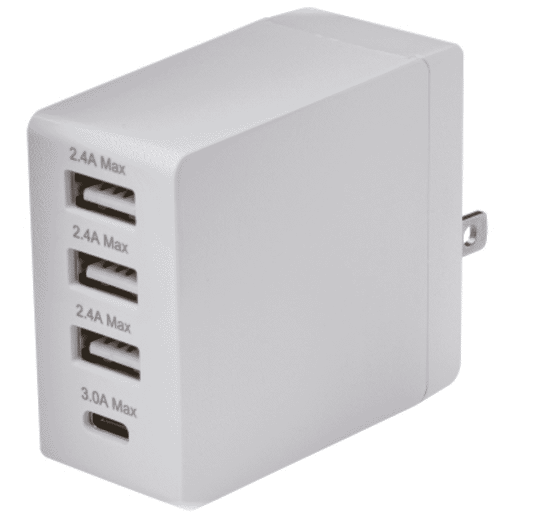 Type-C 4 Port Square Wall Charger - White – 4.8A