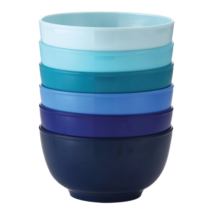 French Bull Shades of Blue Small Melamine Bowl Set – 6 Piece – 22oz.
