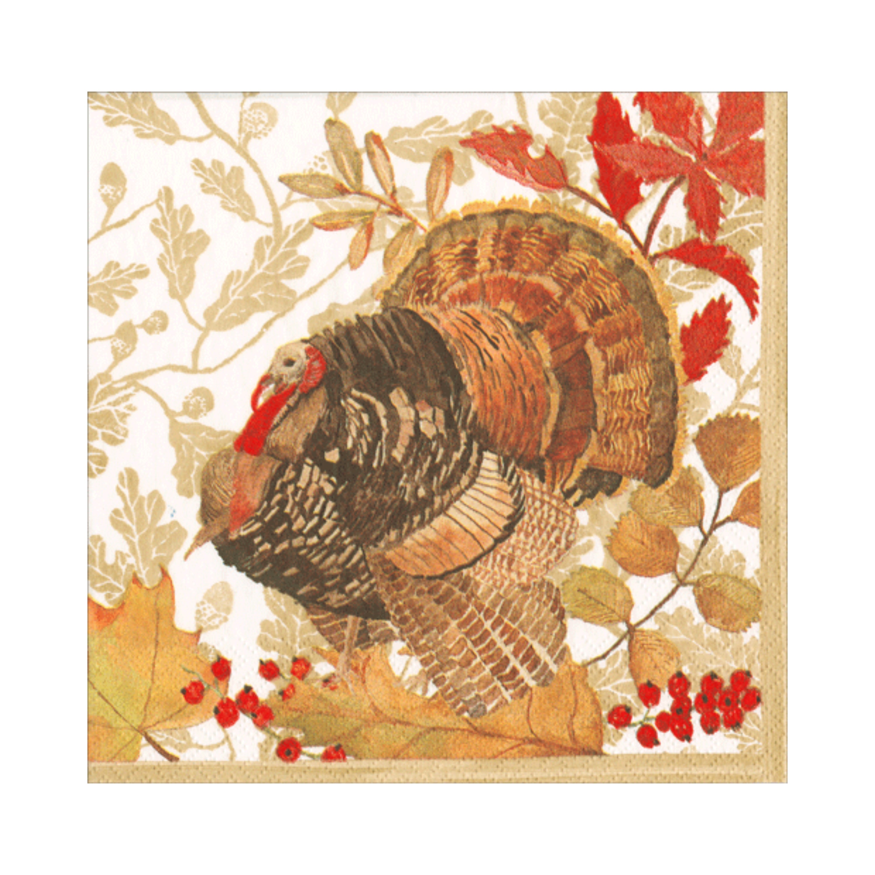Caspari Woodland Turkey Lunch Napkins – 20pk