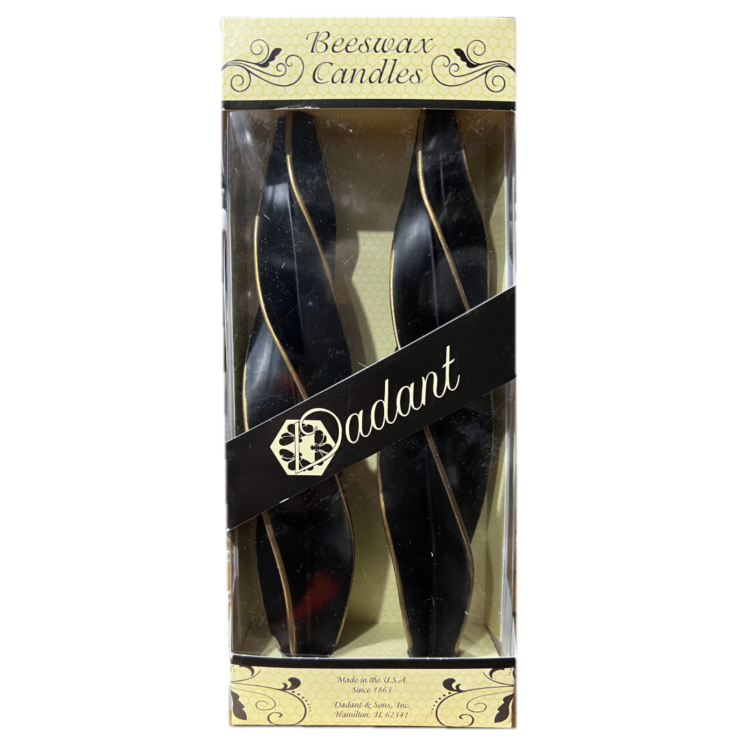 Dadant Beeswax Feathered Twist Candles – 12"– Ebony – 2pk