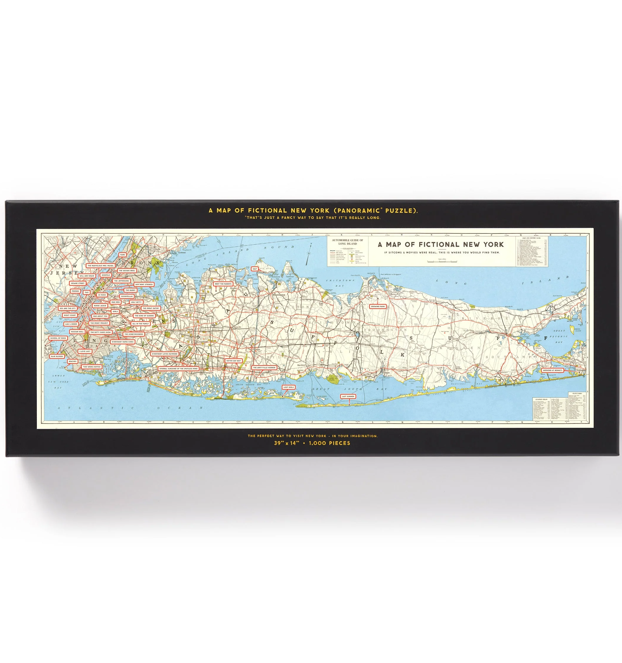 NYC "Fictional New York" Map 1,000 Piece Panoramic Puzzle