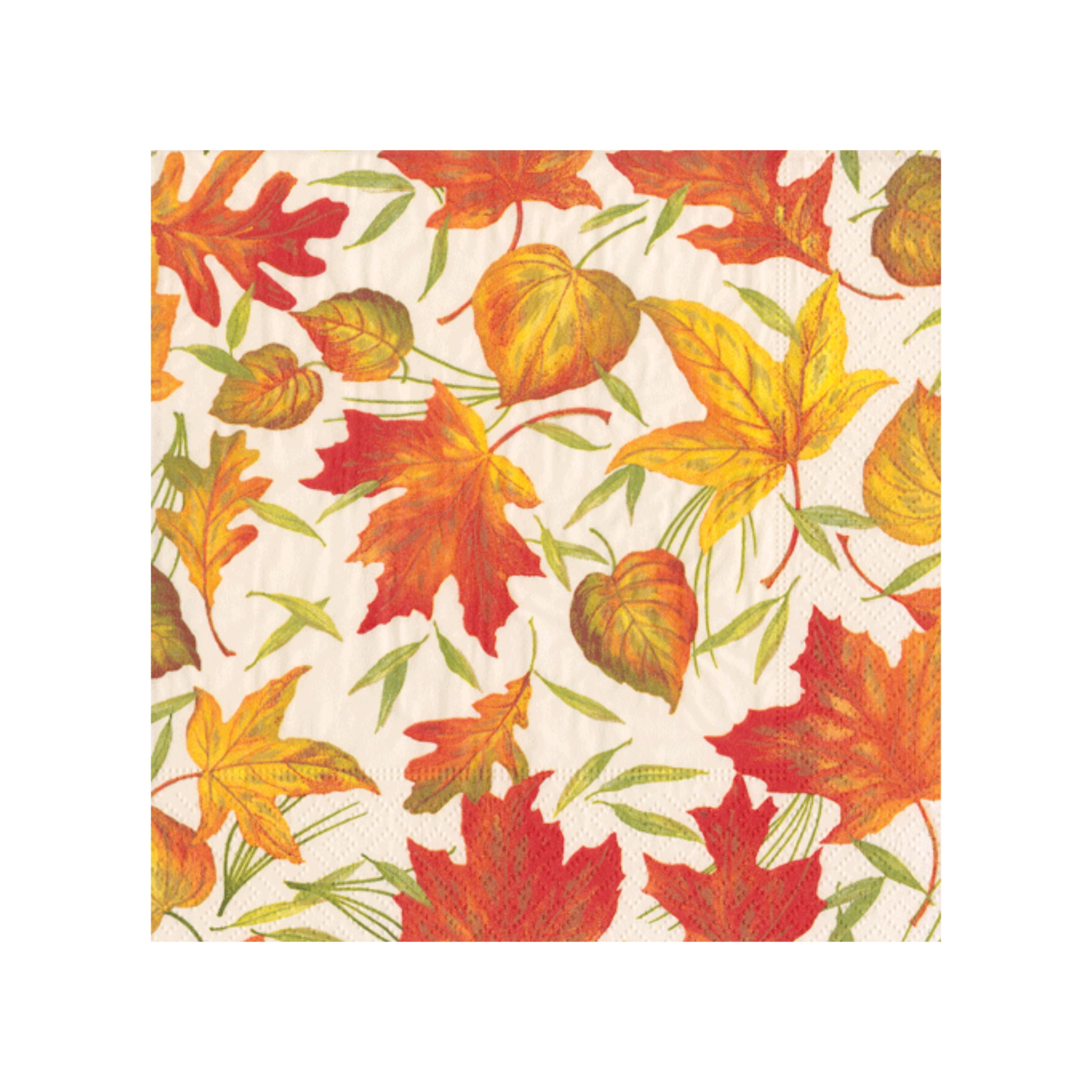 Caspari Woodland Leaves Paper Cocktail Napkins – 20pk