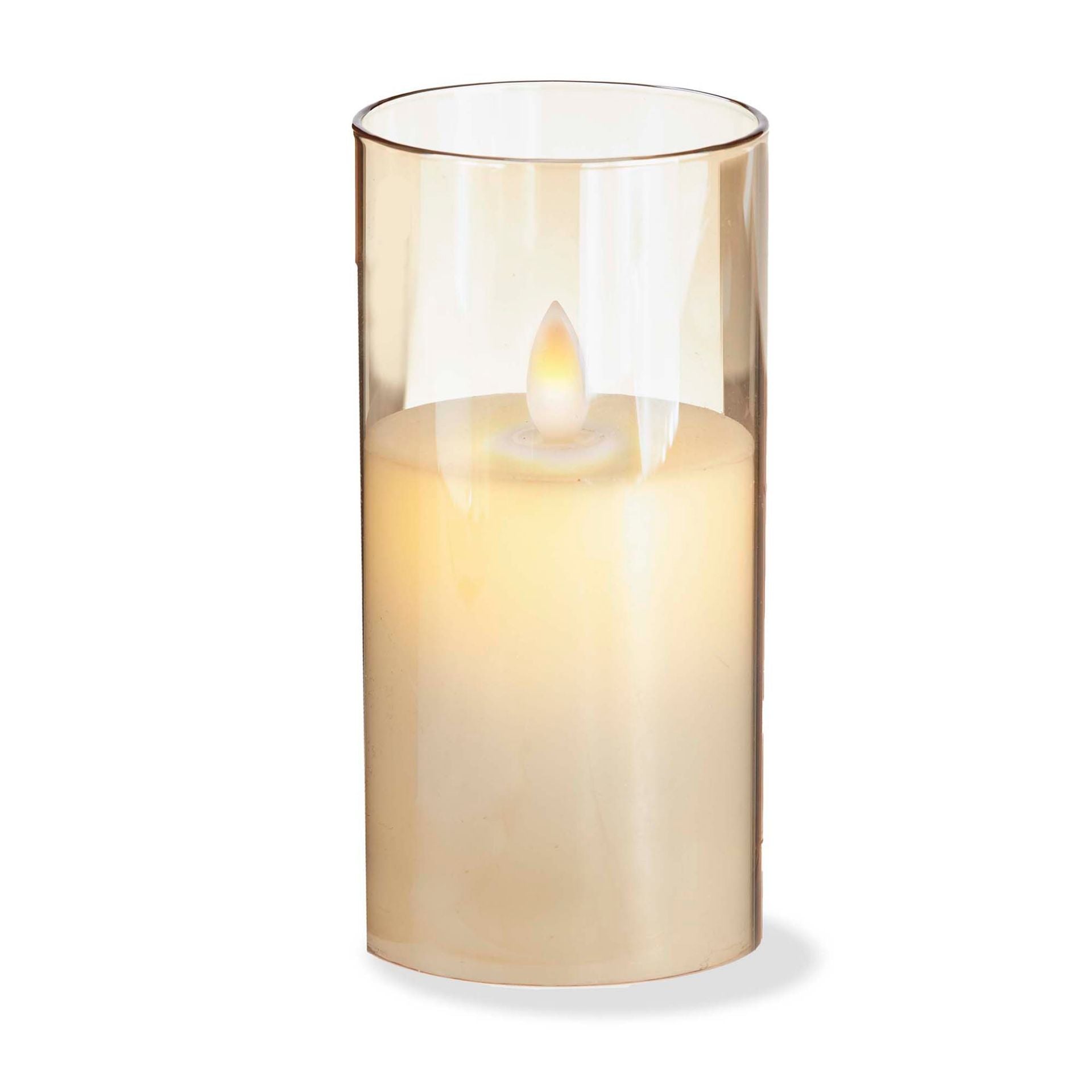 Tag Estella LED Glass Hurricane Candle – 3"x6" – Amber