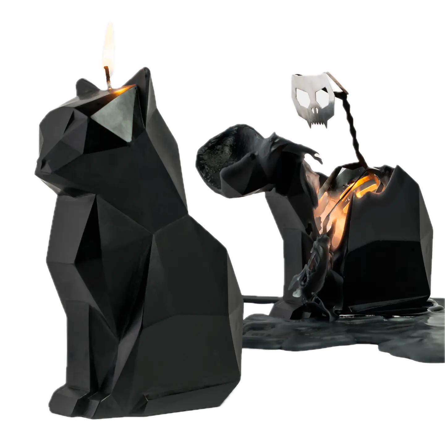 Pyropet Kisa Black Cat Candle With Hidden Skeleton Inside