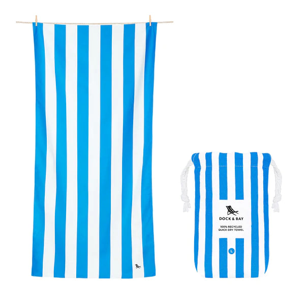 Dock & Bay Quick Dry Towel - Cabana - Bondi Bright Blue – 63" x 35"