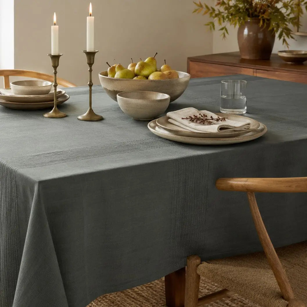 Sustainable Threads Foundation – Kora Cotton Tablecloths – 90" x 60" – Mushroom