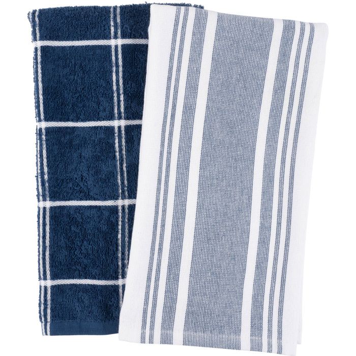 Cat Cora Cotton Terry Kitchen Towels Set of 2 – Navy
