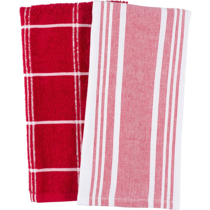 Cat Cora Cotton Terry Kitchen Towels Set of 2 – Red