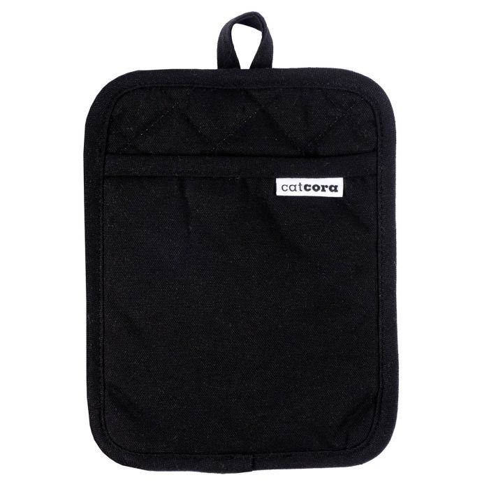 Cat Cora Pot Holder – Heavyweight Exterior | Quilted Lining | Non-Slip Silicone – Black